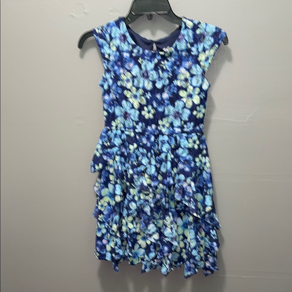 Floral‎ Blue Sleeveless Dress